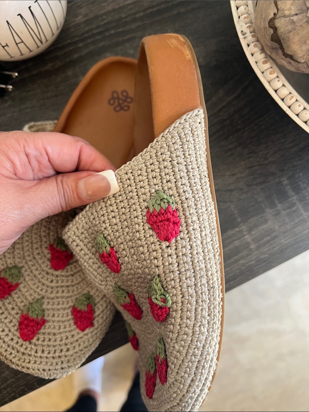The Sak Hand-Crocheted Strawberry Slip-On Mules in Beige - size 8 - Picture 5 of 7